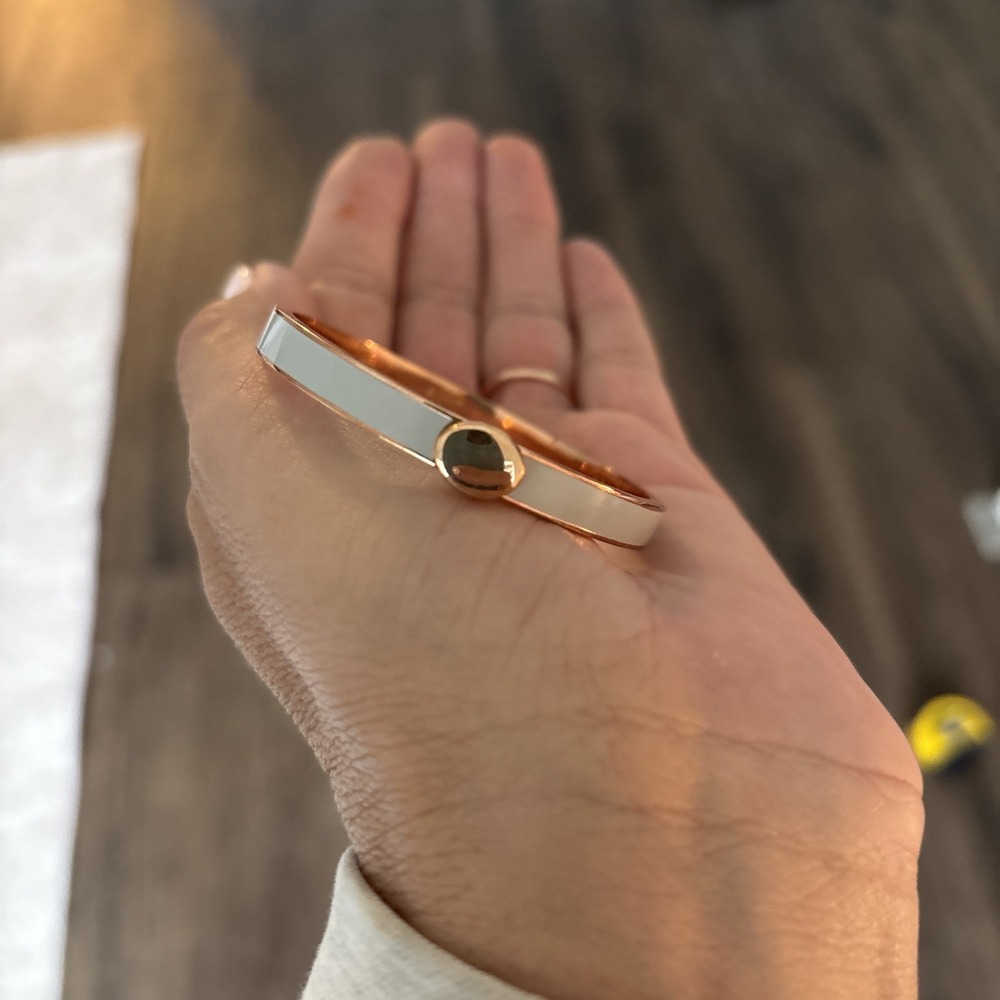 Halcyon Days Skinny Button Bangle Gold White BRAND NEW